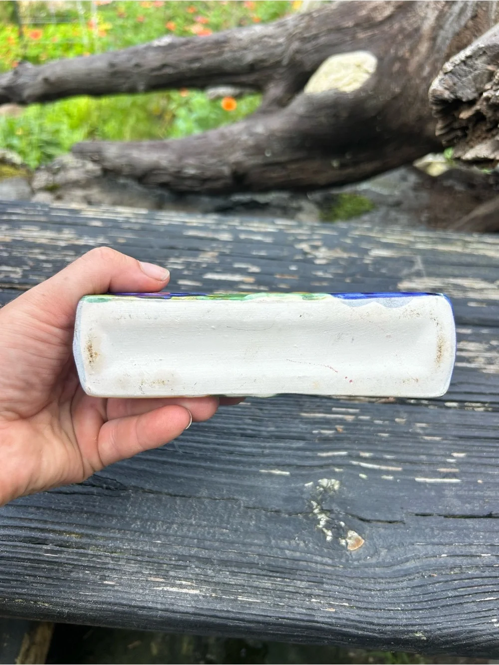 Vintage Hand Painted Ceramic Napkin Holder Floral Folk Art Cottagecore